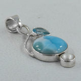 Larimar & Blue Topaz Silver Pendant