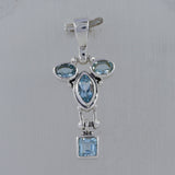 Natural Blue Topaz Gemstone Silver Pendant