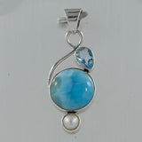 Larimar & Blue Topaz Silver Pendant