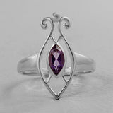925 Sterling Silver Pendant Set Made with Amethyst Gemstone