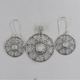 Natural Rainbow Moonstone Gemstone 925 Sterling Silver Jewelry Set