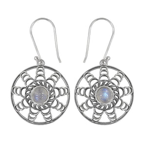 Natural Rainbow Moonstone Gemstone 925 Sterling Silver Jewelry Set