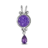 925 Sterling Silver Charoite Pendant