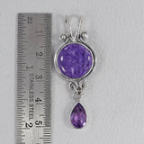 925 Sterling Silver Charoite Pendant