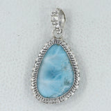 Larimar Gemstone Silver Pendant