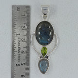 Larimar, Blue Topaz 925 Sterling Silver Pendant