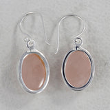 Natural Rose Quartz Earrings Silver