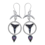 Shark Tooth & Mystic Quartz Silver Earrings