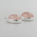 Natural Rose Quartz Earrings Silver