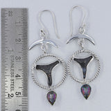 Shark Tooth & Mystic Quartz Silver Earrings