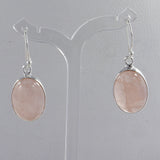 Natural Rose Quartz Earrings Silver