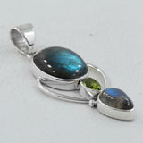 Larimar, Blue Topaz 925 Sterling Silver Pendant