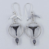 Shark Tooth & Mystic Quartz Silver Earrings