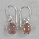 Natural Rose Quartz Earrings Silver