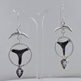 Shark Tooth & Mystic Quartz Silver Earrings