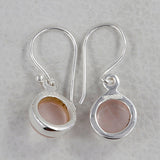 Natural Rose Quartz Earrings Silver