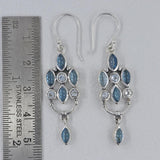 Blue Topaz & Green Amethyst Silver Earrings