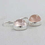 Natural Rose Quartz Earrings Silver