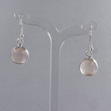 Natural Rose Quartz Earrings Silver