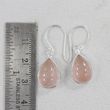 Natural Rose Quartz Earrings Silver