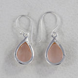 Natural Rose Quartz Earrings Silver