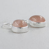 Natural Rose Quartz Earrings Silver