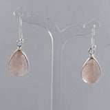 Natural Rose Quartz Earrings Silver