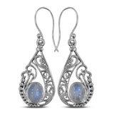 Rainbow Moonstone Silver Earrings