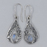 Rainbow Moonstone Silver Earrings