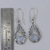 Rainbow Moonstone Silver Earrings