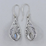 Rainbow Moonstone Silver Earrings