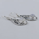 Rainbow Moonstone Silver Earrings