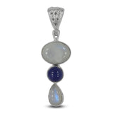 Rainbow Moonstone Silver Pendant