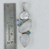 Rainbow Moonstone Silver Pendant