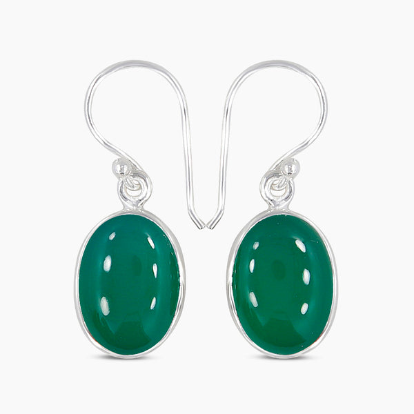 Green Onyx Silver Earrings