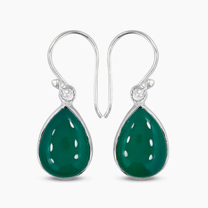 Green Onyx Silver Earrings