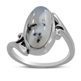 925 Silver Dendritic Opal Ring