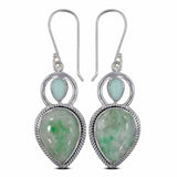 Glacier Green Emerald Silver Earrings