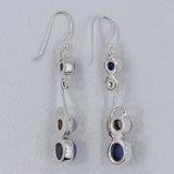 Natural Kyanite & Rainbow Moonstone Silver Earrings