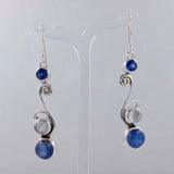 Natural Kyanite & Rainbow Moonstone Silver Earrings