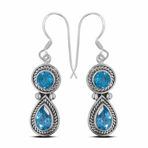 Blue Topaz Silver Earrings