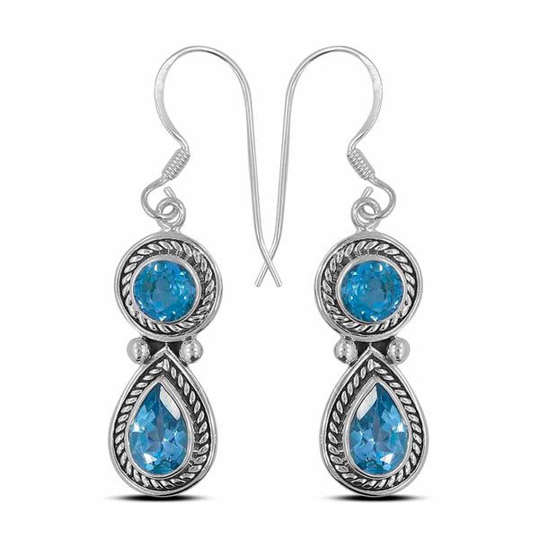 Blue Topaz Silver Earrings