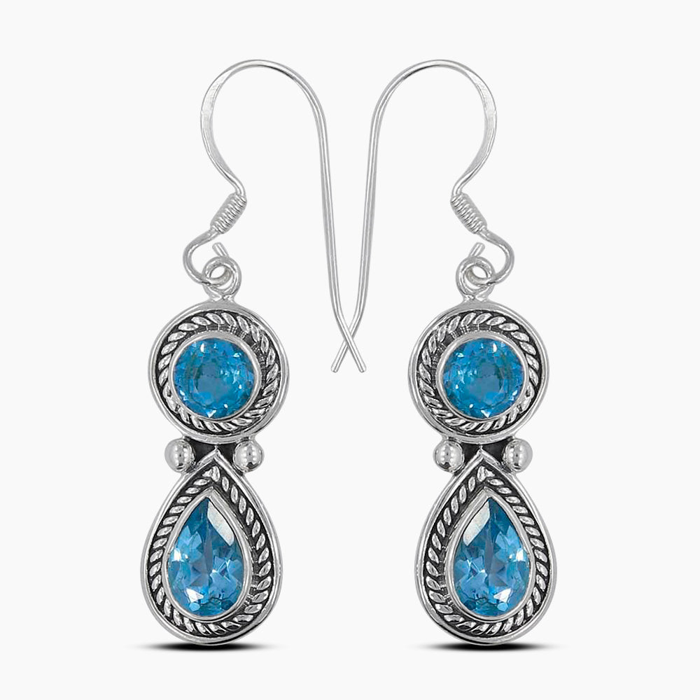Blue Topaz Silver Earrings