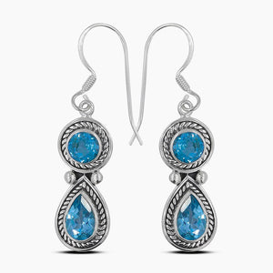Blue Topaz Silver Earrings