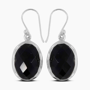 Black Onyx Silver Earrings