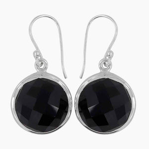 Black Onyx Silver Earrings