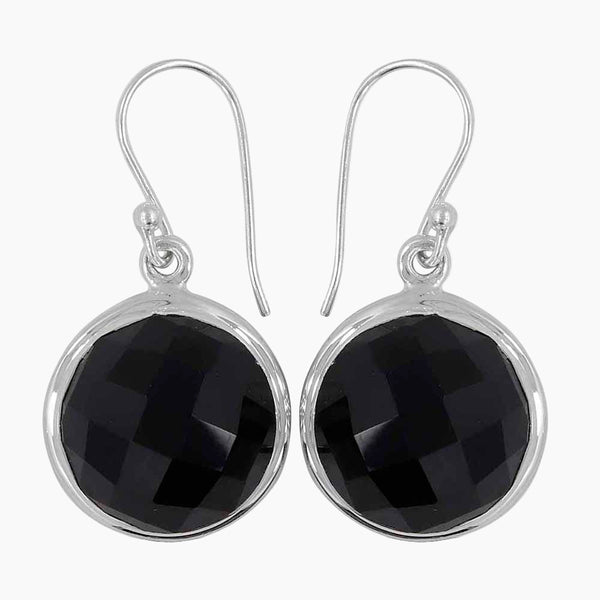 Black Onyx Silver Earrings