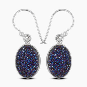 Titanium Druzy Silver Earrings