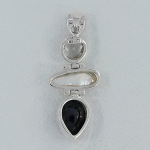 Black Onyx & Pearl Silver Pendants