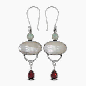 Osmeña pearl & Garnet Silver Earrings